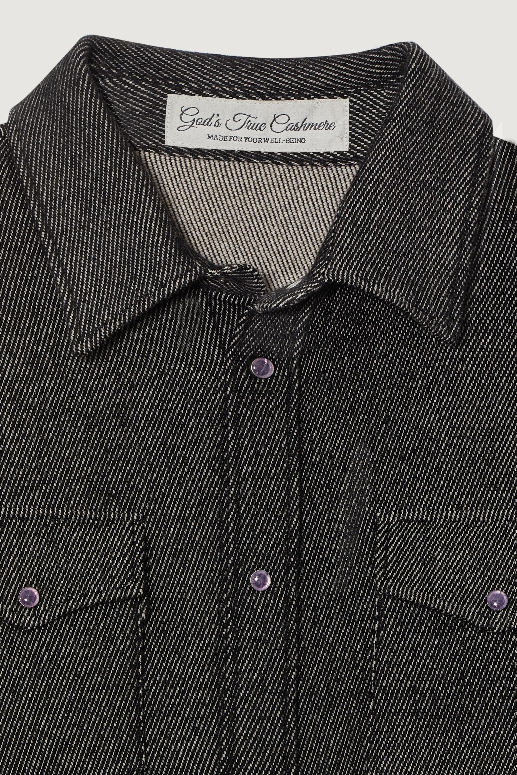 Black Denim Cashmere Shirt - Image 3