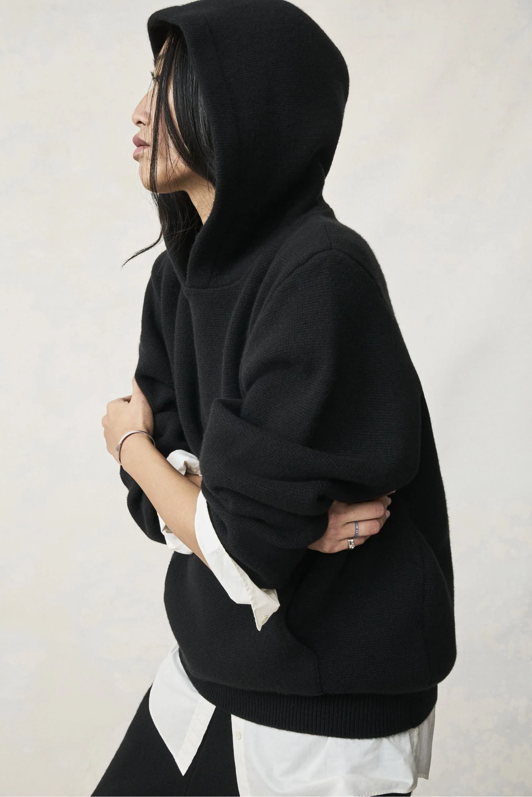 Black Solid Cashmere Pants - Image 6
