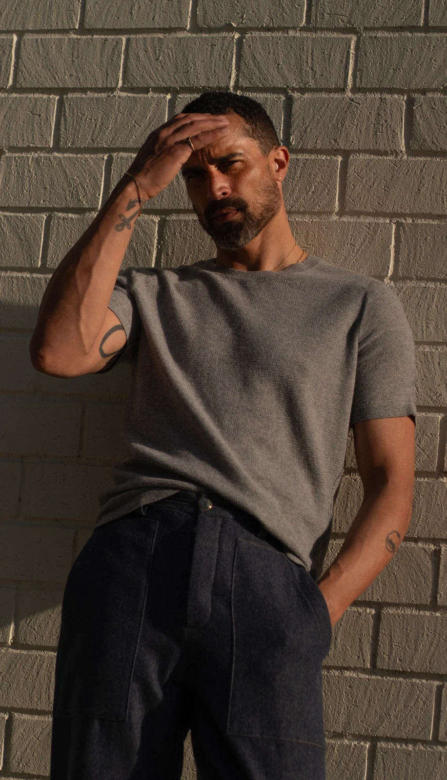 Heather Grey Signature Knit Cashmere T-Shirt - Image 6