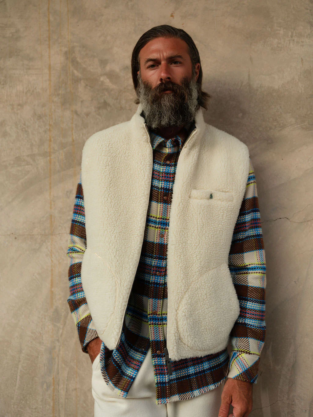 Ivory Cashmere Sherpa Vest - Image 7
