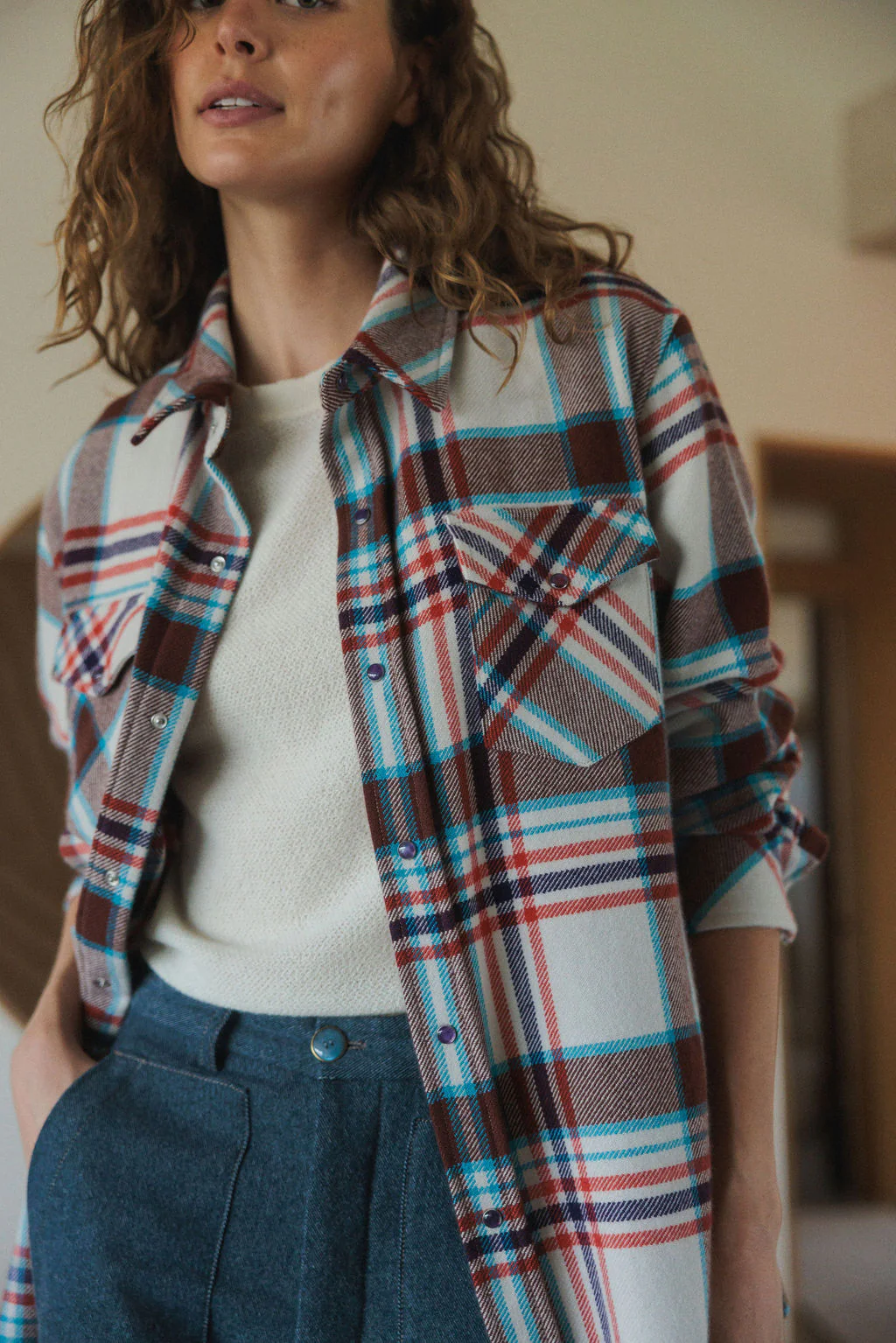 Mahogany Plaid Cashmere Shirt - Image 5