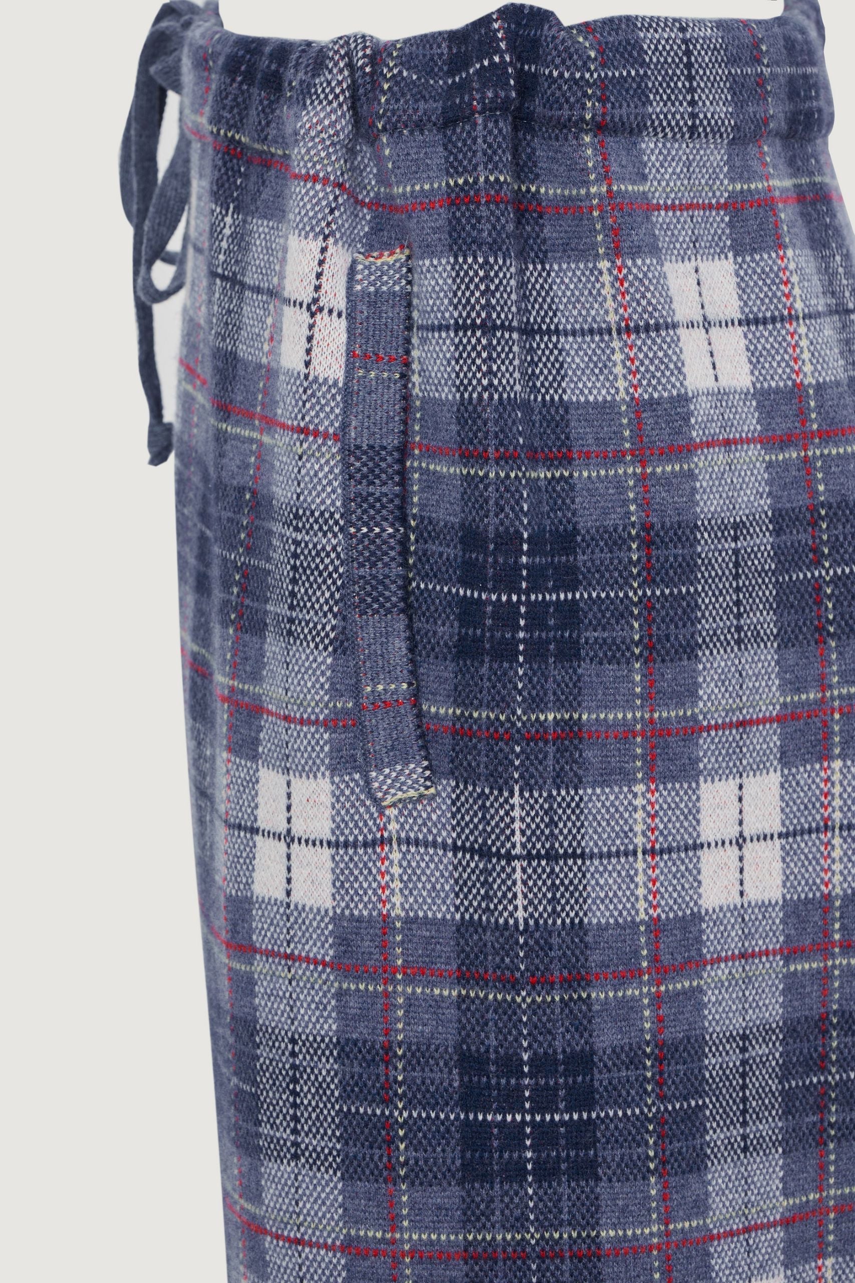 Navy Tartan Cashmere Pants - Image 3
