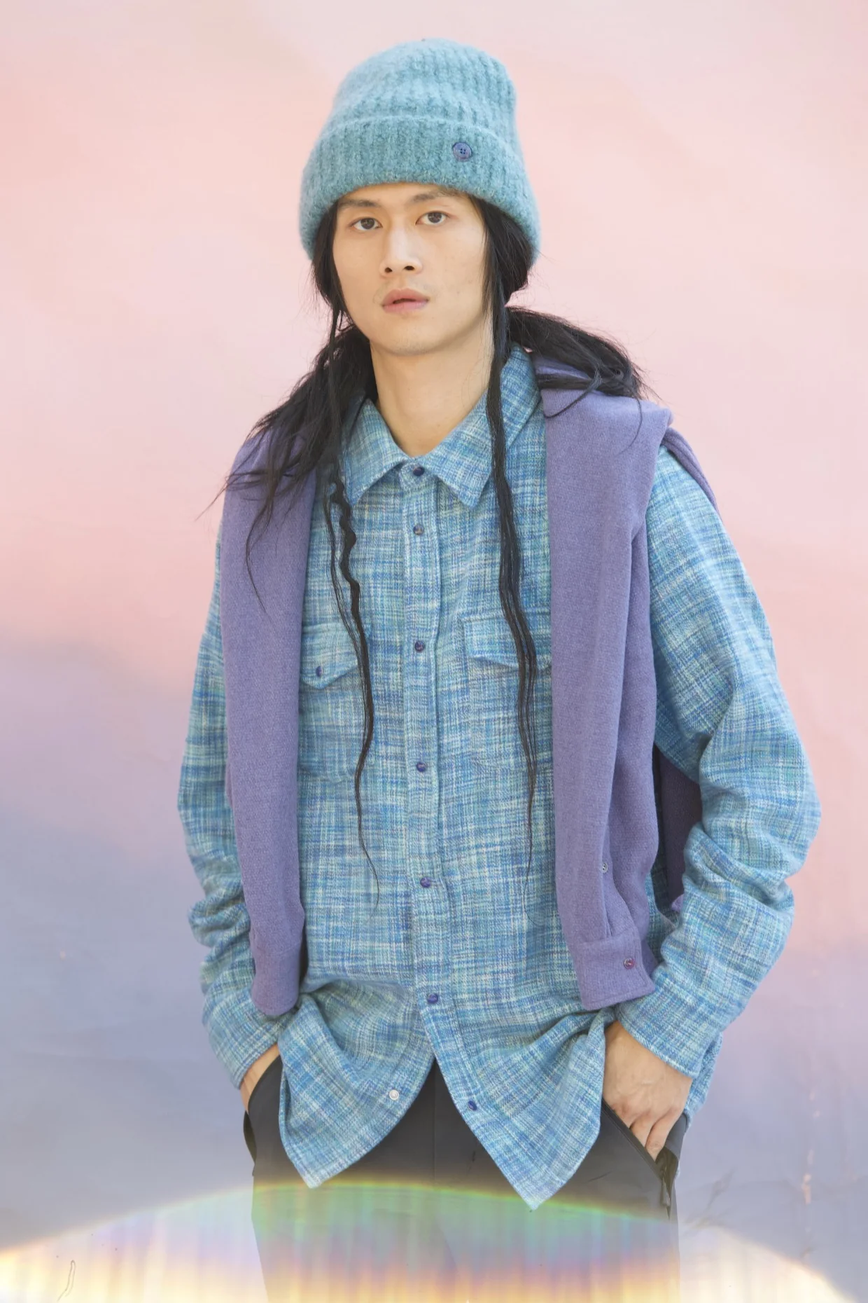 Sapphire Space-Dyed Cashmere Shirt - Image 4